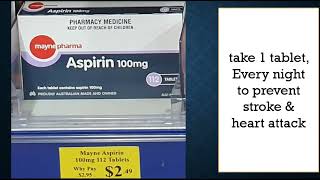 Aspirin 100mg, Mayne, low dose, preventing stroke, heart attack, 1D, OTC, Roze pharm