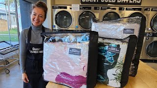 How to wash a comforter professionally🫧 #dubuque #iowa #illinois #laundromat #eastmoline #comforters