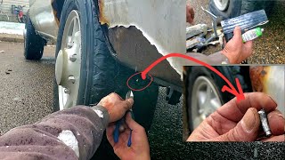 How To Remove Screw Stuck Inside heavy duty Tire And Fix It Permanently, DIY Tire Leak Repair