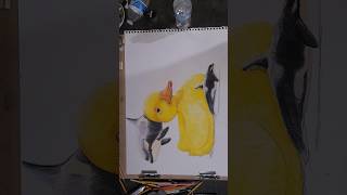 A surreal drawing of a yellow #duckart #shorts #art #colorpencil #killerwhale #orcaart