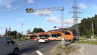 Stadler Flirt DMU 2428 at Järvevana crossing/ Штадлер дизель-поезд 2428 на переезде Ярвевана