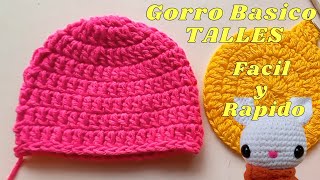 Gorro básico como tejer distintas talles Crochet fácil