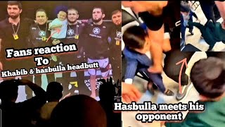 Fans reactions to khabib & hasbulla head butting each other during Islam makhachev's victory