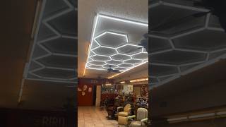 New hexagon lights 🔥 #barbershop #barber #shorts #newlights #remodeling #asmr #mustwatch #ideas