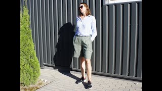 linen shorts color green