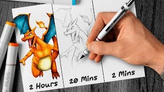 SPEED CHALLENGE: Drawing CHARIZARD in 2 Hours, 20 Min, 2 Min!