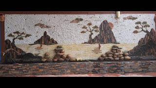 TRANH ĐÁ GẮN TƯỜNG TỪ//DIY RIVER STONE PAINTING FOR ME//DIY mural painting"Nhat Le River vietnamses"