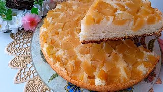 БИСКВИТНЫЙ ПИРОГ с АНАНАСАМИ.🍍 Ананасы приготовлены из кабачков.