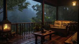 Sitting On The Porch On A Stormy Day: Heavy Rain and Fireplace Sounds To Sleep, Relax, Rest, Study