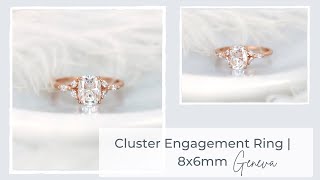 Unique Cluster Ring | Rosados Box 8x6mm Geneva Cushion Cut Engagement Ring