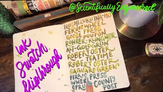 Fountain pen Ink swatch sketchbook flip through