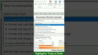 #howto Highlight Today's Date In Excel Calendar #shorts