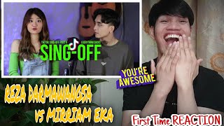 SING OFF TIKTOK SONGS PART V First Time REACTION - Reza Darmawangsa vs Mirriam Eka