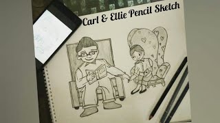 How To Draw✍️Carl & Ellie in Disney Pixar's Up" Step by Step Tutorial Pencil Sketch" Disney World 🌈