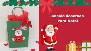 Sacola Decorada Para Natal 🌲