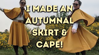 I sewed a 3/4 circle skirt and a matching capelet!  Autumnal sewing birthday project!