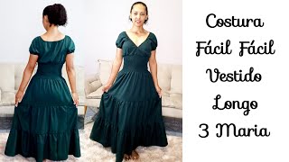 COMO  FAZER VESTIDO CIGANINHA LONGO 3 MARIA  CORTE E COSTURA PARA INICIANTES