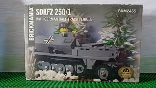 Brickmania SDKFZ 250/1 WW2 German half track vehicle build and review.