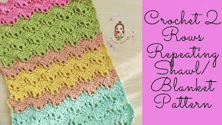 How to Crochet The Easiest 2 Rows Repeat Zig-Zag Shawl/Blanket Pattern for Beginners