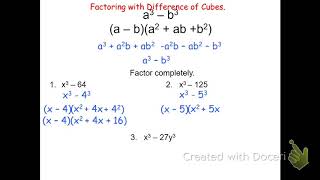 Factoring with the Difference of Cubes