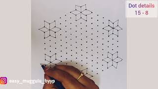 15 to 8 Dots Rangoli | 15-8 dots Chukkala muggulu | Easy Big pulli kolam | Festival Rangoli muggulu