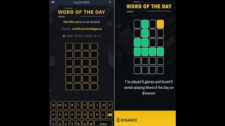 Binance's 11/10/24 "Word of the Day" challenge. Complete done everyday