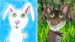 Детские Рисунки в Реальности #2  Детям про Животных Recreate Kids Monster Doodles Lion boy