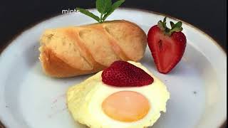 FOOD/ OVER EASY EGG /with straberry.