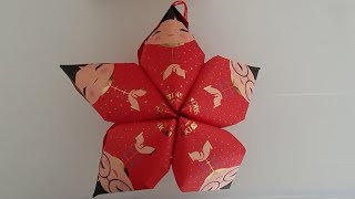 How to fold beautiful FLOWER LANTERN with hongbao CNY (Fun & Easy Origami) 简单折纸剪纸手工【用红包袋做漂亮的花朵灯笼】装饰品