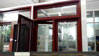 Wood Grain Aluminum Window With Mosquito Net