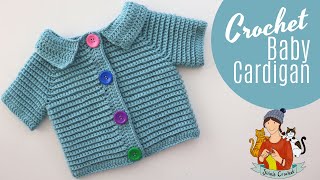 How To Crochet An Easy Baby Cardigan / Vest With Collar