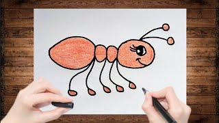 How to draw an ant step by step 🐜 / Drawing for kids / Cute ant drawing / Easy drawing for kid