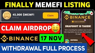 Memefi Airdrop Claim And Withdrawal | Memefi Listing On Binance | Memefi New Update Today