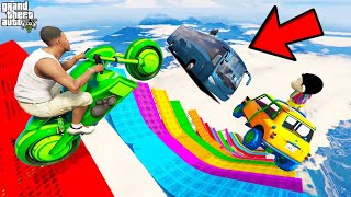 FRANKLIN TRIED IMPOSSIBLE SKY ROAD PARKOUR RAMP CHALLENGE IN GTA 5 | SHINCHAN AND CHOP