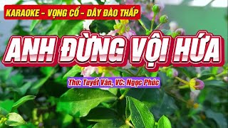 Anh đừng vội hứa, karaoke vọng cổ dây đào thấp, thơ: Tuyết Vân, vọng cổ: Ngọc Phúc