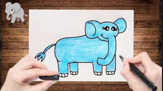 الرسم للاطفال / رسم فيل كيوت 🐘 رسم سهل للاطفال خطوة بخطوة / رسم للاطفال / رسم سهل