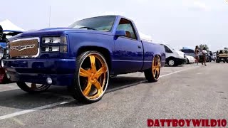 Candy Blue OBS truck on 30's Gold Forgiatos