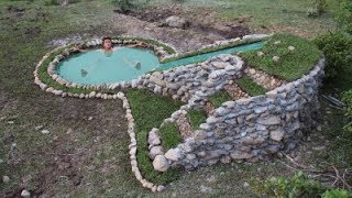 Build Water Slide and Stone Swimming Pool Underground Part 2