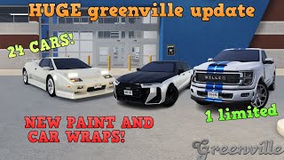 HUGE greenville spring update (CAR WRAPS, 24 CARS, 1 LIMITED, BUILDINGS, CAR PAINT) gv roblox