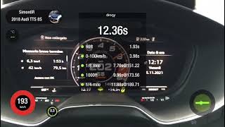 Audi TTS 8s 2.0 TSI stage 2 launch control 0-100 0-400m WET TRACK! WMI dragy time drag race