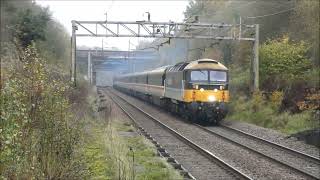 47712 takes 45118 through Hartford station in Cheshire 8th November2024