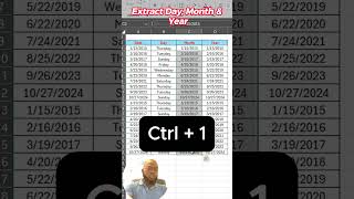 Excel Interview Question: Extract Day, Month, and Year in Excel 📅 #excel #shorts #shortsvideo