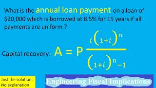 What is the annual loan payment on a loan of $20,000 which is borrowed at 8.5% for 15 years if all