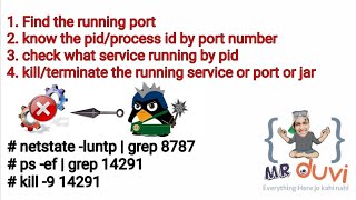 how to check running port and their process id & kill or terminate port or process or service by pid