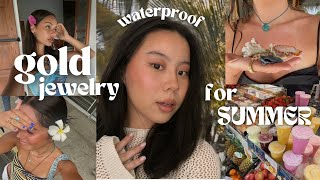 waterproof jewelry for SUMMER (and a chatty grwm) ft. quince (spoiler alert: 14k GOLD MEJURI DUPES)