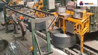 Automatic hot steel coil roll circumferential strapping machine