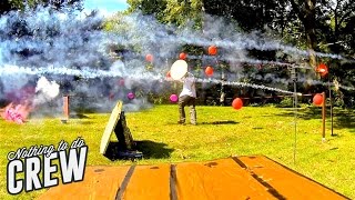 Epic Firework Battle (Mario Kart Style). 30 balloons 300 roman candles