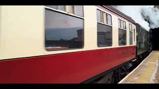 Ex LMS Royal Scot disappears into Bransty Tunnel departing Whitehaven. 11th Feb 2023.