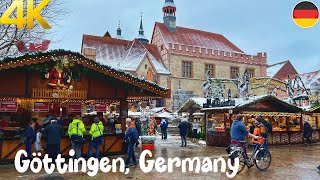 Göttingen, Germany in snow - Christmas Market walking tour 4k 60fps