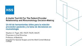 A Useful Toolkit for the Patient-Provider Relationship and Rheumatology Decision Making (HSS)